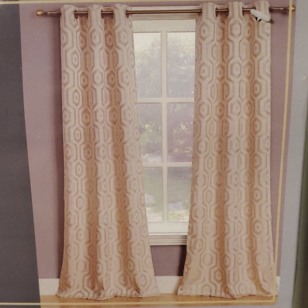 Curtain Panel Set of Four in Gold/Ivory NWT